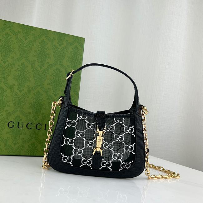 Gucci Jackie 1961 mini lizard shoulder bag Black - size: 19x13x3cm - 1