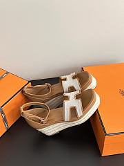 Hermes Elda espadrille Brown - Heel height: 8cm - 2