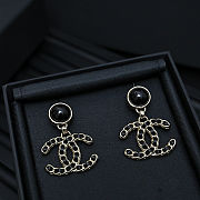 Chanel leather and black gold double C earrings - 1