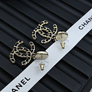Chanel leather and black gold double C earrings - 3
