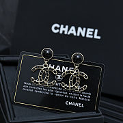 Chanel leather and black gold double C earrings - 4