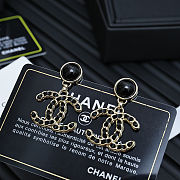 Chanel leather and black gold double C earrings - 5