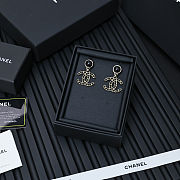 Chanel leather and black gold double C earrings - 6