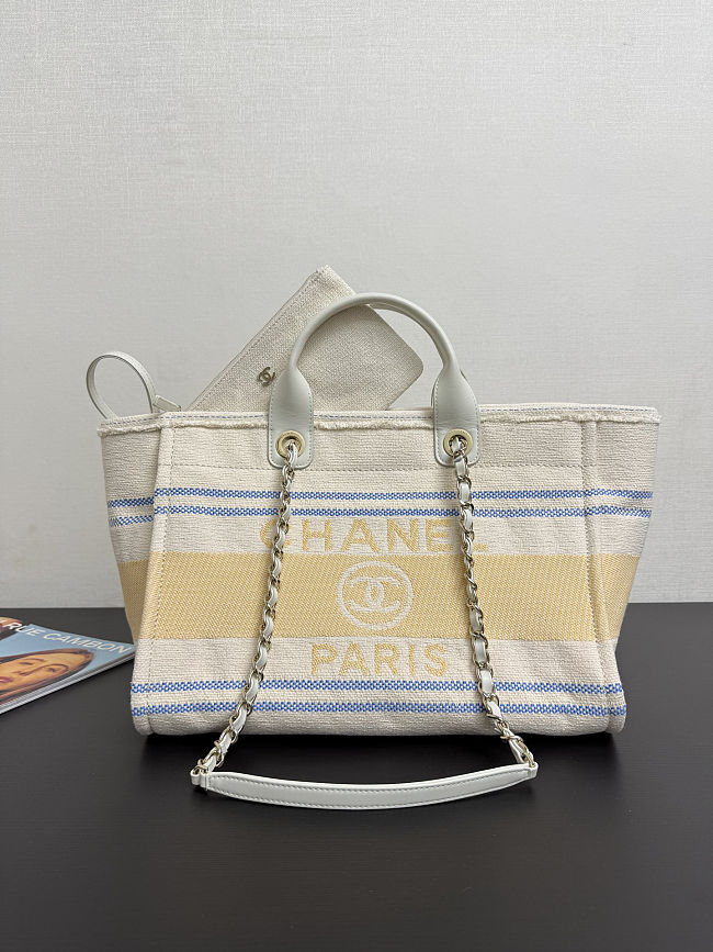 Chanel Shopping Bag Cotton Canvas & Gold-Tone Metal - size: 38cm  - 1