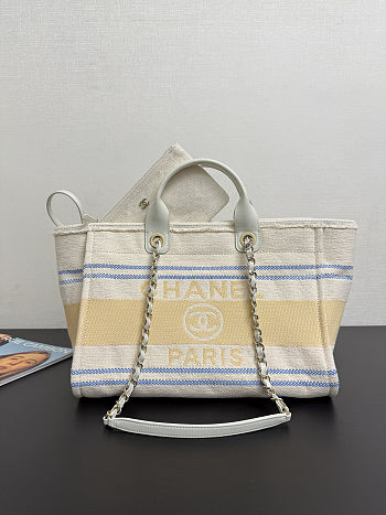 Chanel Shopping Bag Cotton Canvas & Gold-Tone Metal - size: 38cm 