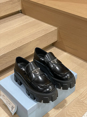  Prada Monolith brushed leather loafers Black 