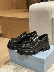  Prada Monolith brushed leather loafers Black  - 4