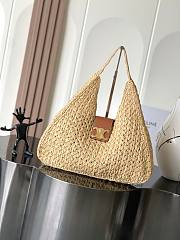 CELINE CABAS TRIANGLE IN RAFFIA AND CALFSKIN BEIGE - SIZE: 45x23x6CM - 1