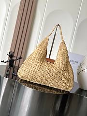 CELINE CABAS TRIANGLE IN RAFFIA AND CALFSKIN BEIGE - SIZE: 45x23x6CM - 3