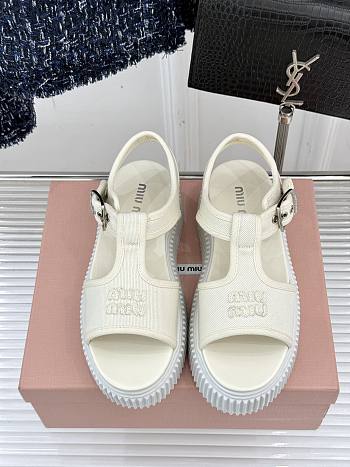 Miu Miu Denim flatform sandals White