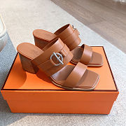 Hermes sandals brown - Height: 6.5cm - 1