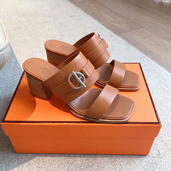 Hermes sandals brown - Height: 6.5cm