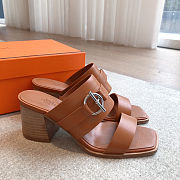 Hermes sandals brown - Height: 6.5cm - 4