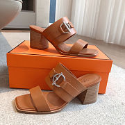 Hermes sandals brown - Height: 6.5cm - 3