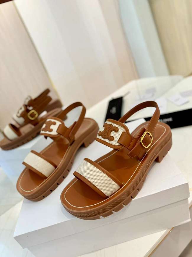 CELINE CLEA TRIOMPHE SANDAL BROWN - 1