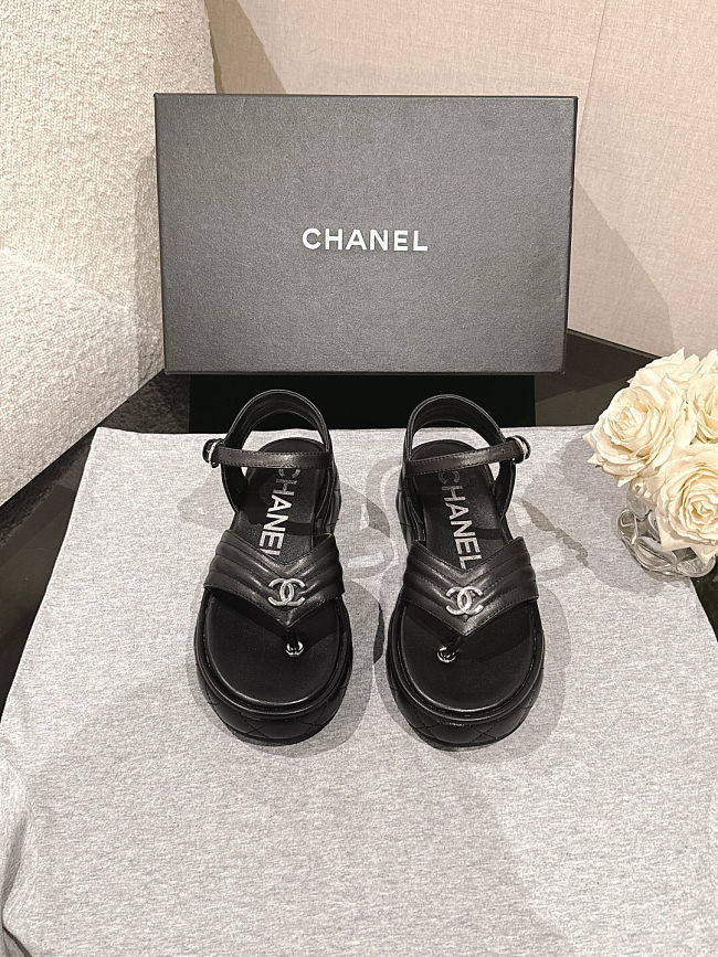 Chanel Sandals Grosgrain Black - 1
