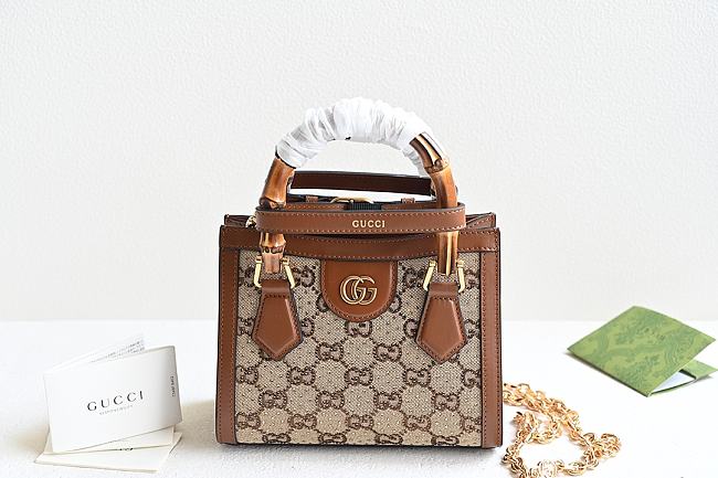 Gucci Diana crystals small tote bag Brown - Size: 20x16x10cm - 1