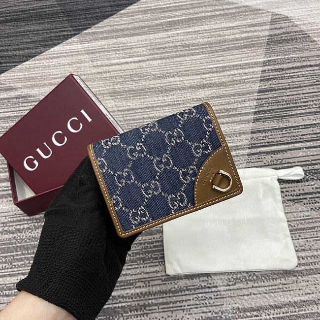Gucci GG Emblem mini wallet Blue Denim - size: 11cm (width) x 8.5cm (height) x 3cm (depth) - 1