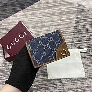 Gucci GG Emblem mini wallet Blue Denim - size: 11cm (width) x 8.5cm (height) x 3cm (depth) - 1