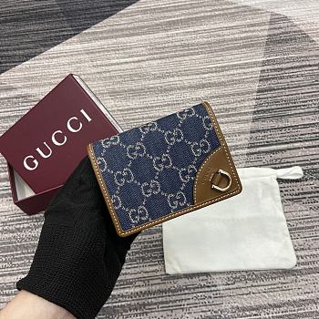 Gucci GG Emblem mini wallet Blue Denim - size: 11cm (width) x 8.5cm (height) x 3cm (depth)