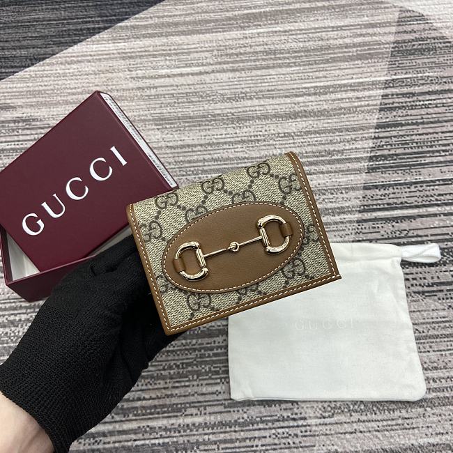 Gucci Horsebit 1955 card case wallet Brown - size: 11 cm (width) x 8.5 cm (height) x 3 cm (depth) - 1