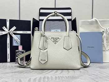 Prada mini double saffiano leather tote bag - size: 25x18.5x12.5cm