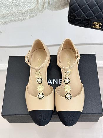 Chanel Beige/Black Canvas and Leather Interlocking CC Logo Ballet Flats 