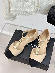 Chanel Beige/Black Canvas and Leather Interlocking CC Logo Ballet Flats  - 3
