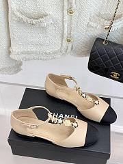 Chanel Beige/Black Canvas and Leather Interlocking CC Logo Ballet Flats  - 2
