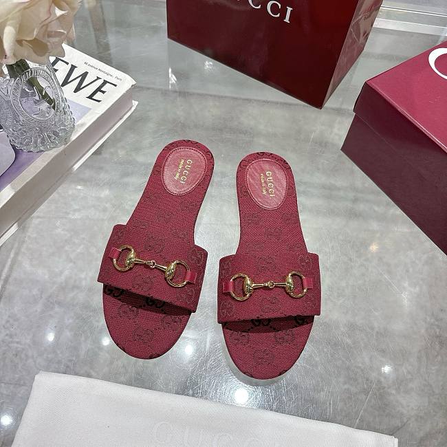 Women's slide sandal with Horsebit Red - 1