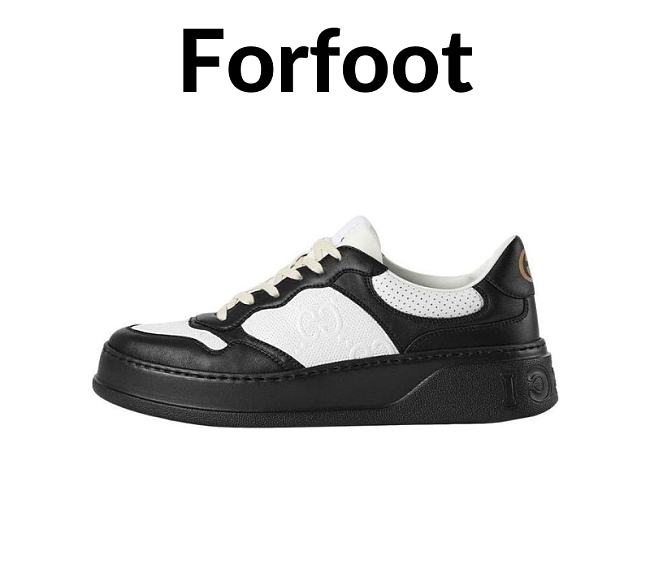 GUCCI Gucci GG Embossed Sneaker 'Black White Leather' - 1