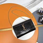 YSL Uptown Chain Wallet In Shiny Crocodile-Embossed Leather - size: 19x12x4cm - 1