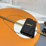 YSL Uptown Chain Wallet In Shiny Crocodile-Embossed Leather - size: 19x12x4cm - 3