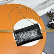 YSL Uptown Chain Wallet In Shiny Crocodile-Embossed Leather - size: 19x12x4cm - 2