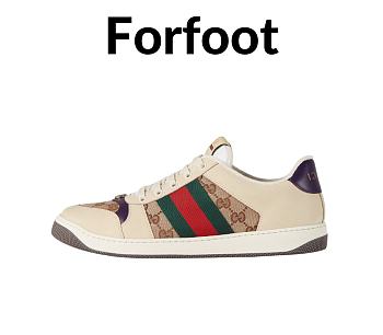 Gucci Screener Trainer Beige leather and GG canvas