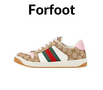 Gucci Women's Screener trainer in beige and dark brown Original GG canvas
