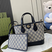Gucci Ophidia small tote bag in beige and blue GG Supreme - 22 x 18 x 10 cm  - 1