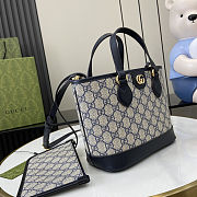Gucci Ophidia small tote bag in beige and blue GG Supreme - 22 x 18 x 10 cm  - 5