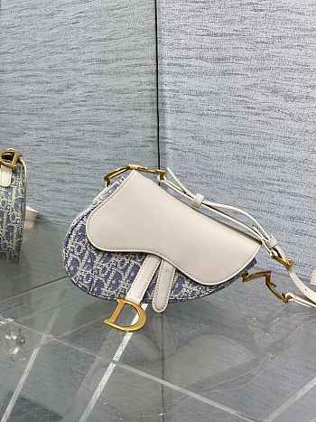 Dior Mini Soft Saddle Bag with Strap Blue - size: 19.5 x 6 x 15cm
