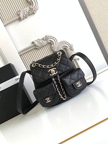 CHANEL Pre-Owned Mini Duma Backpack Black - size: 17.5x16.5x10cm