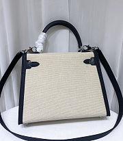 HERMES Toile Quadrille Swift Kelly White Black - size: 25x10x18cm - 4