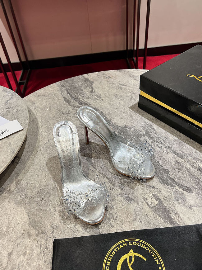 Christian Louboutin Aqua Crystal Embellished Silver - Height: 10cm - 1