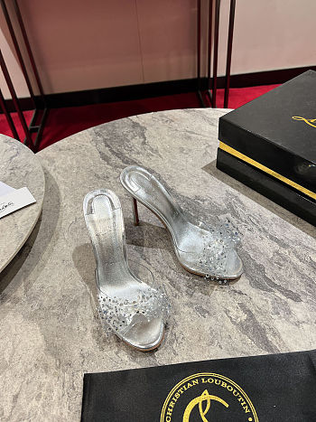 Christian Louboutin Aqua Crystal Embellished Silver - Height: 10cm