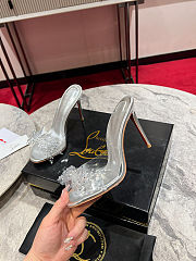 Christian Louboutin Aqua Crystal Embellished Silver - Height: 10cm - 5