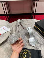Christian Louboutin Aqua Crystal Embellished Silver - Height: 10cm - 4