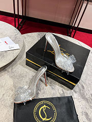 Christian Louboutin Aqua Crystal Embellished Silver - Height: 10cm - 2