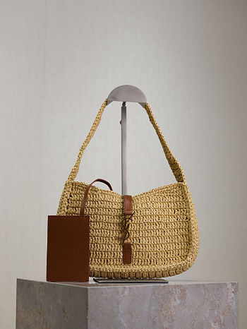 Saint Laurent Mini Raffia Le 5 A 7 Hobo - size: 23×16×6.5cm