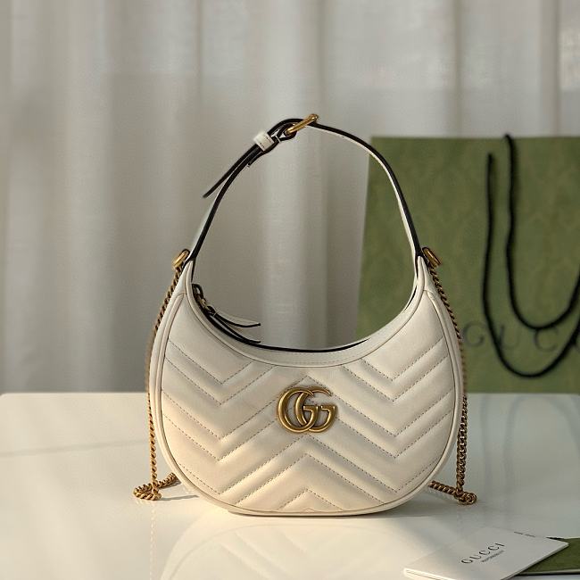 Gucci GG Marmont Half Moon White - 21.5x11x5cm - 1