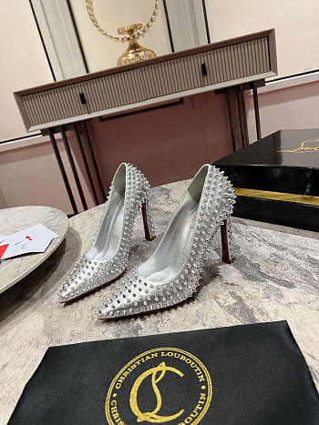 CHRISTIAN LOUBOUTIN condora spikes pointed toe pump - Height: 10cm