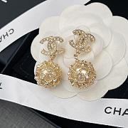 CHANEL Pearl Caged CC Drop Earrings Gold  - 2